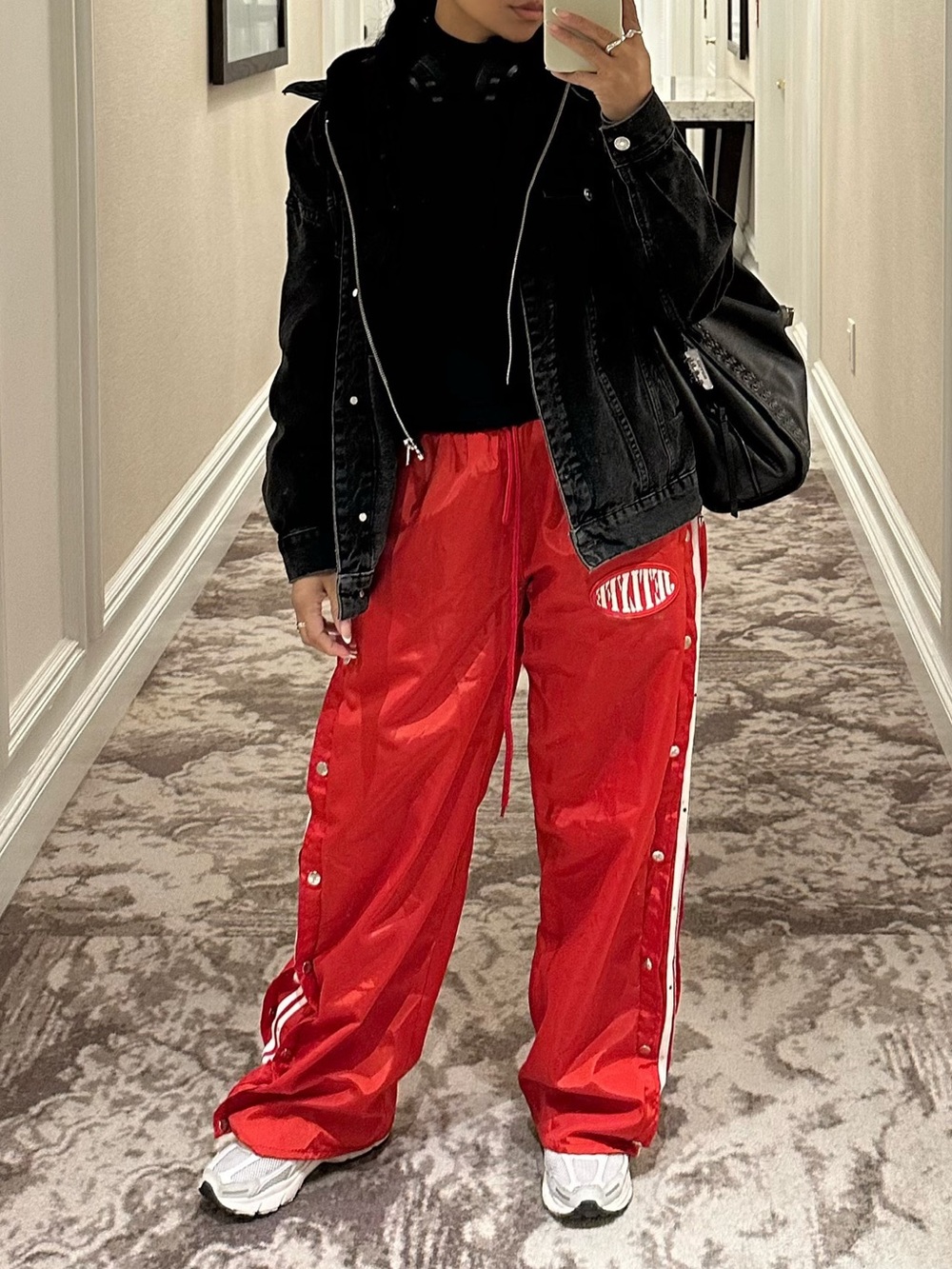 Men’s Size Small Red Snap-Button Track Pants.